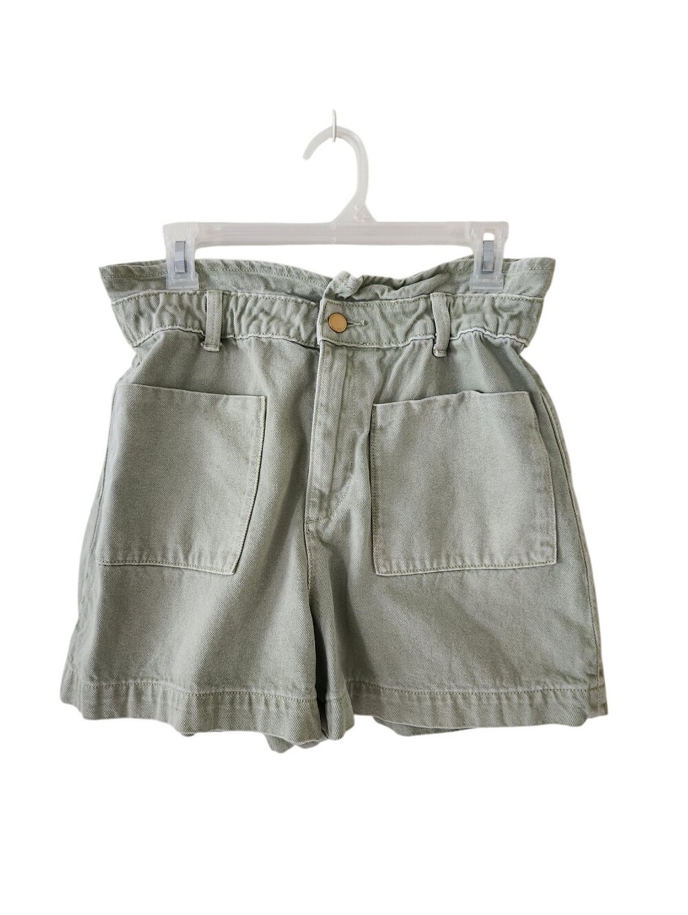 Zara Paperbag Waist High Rise Denim Shorts
